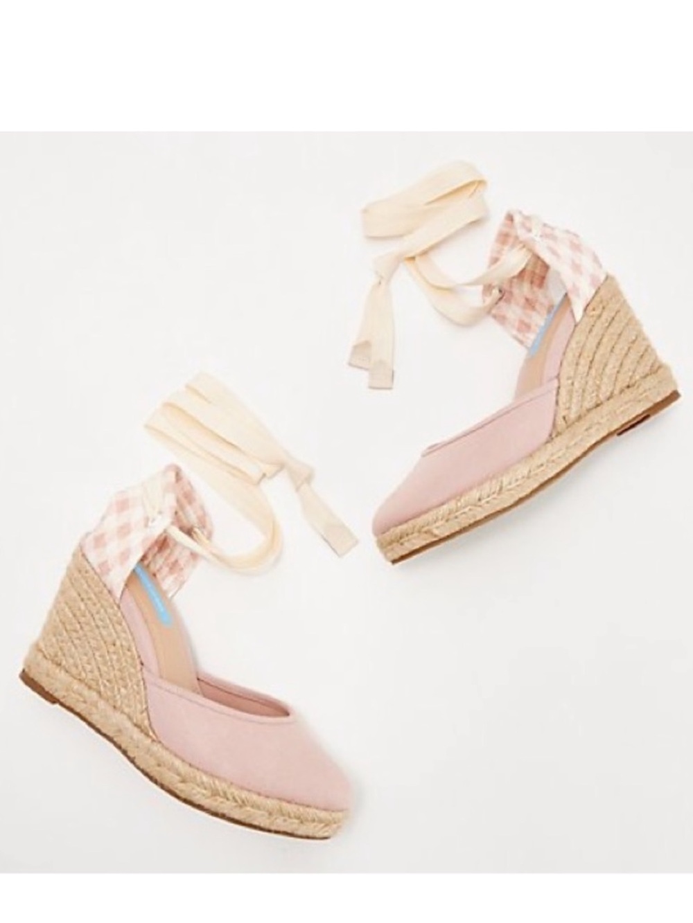 Draper James Pink Espadrille Wedge Ankle-Tie Sandals